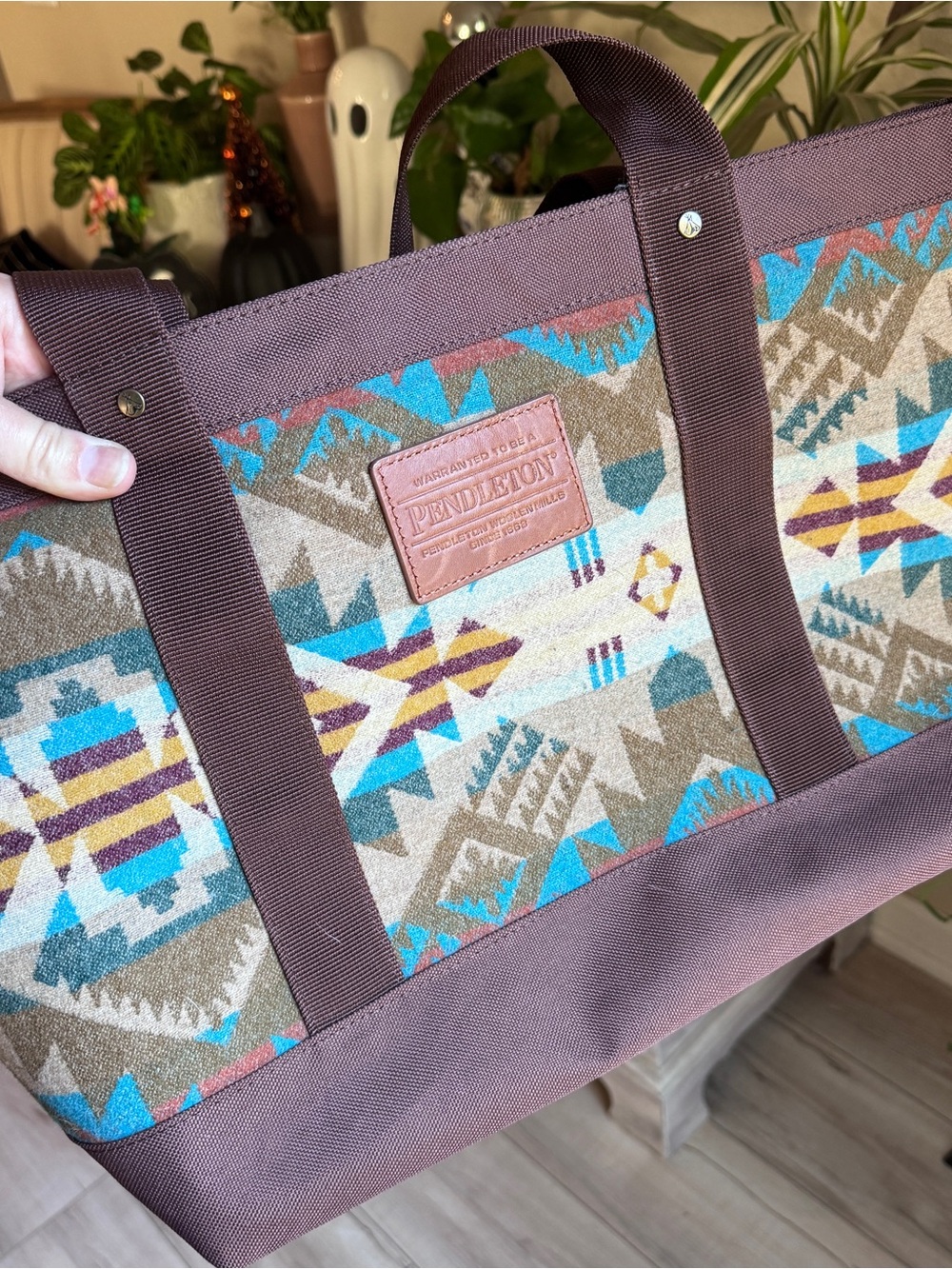 Pendleton Brown, Turquoise & Yellow Southwestern Canvas Tote